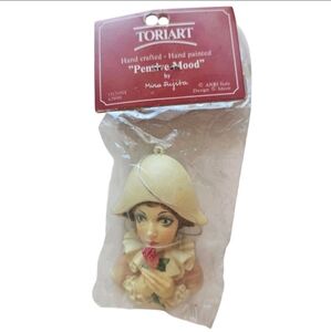 Vintage Toriart Hand Crafted Ornament "Pensive Mood" By Mira Fujira ANRI Italy